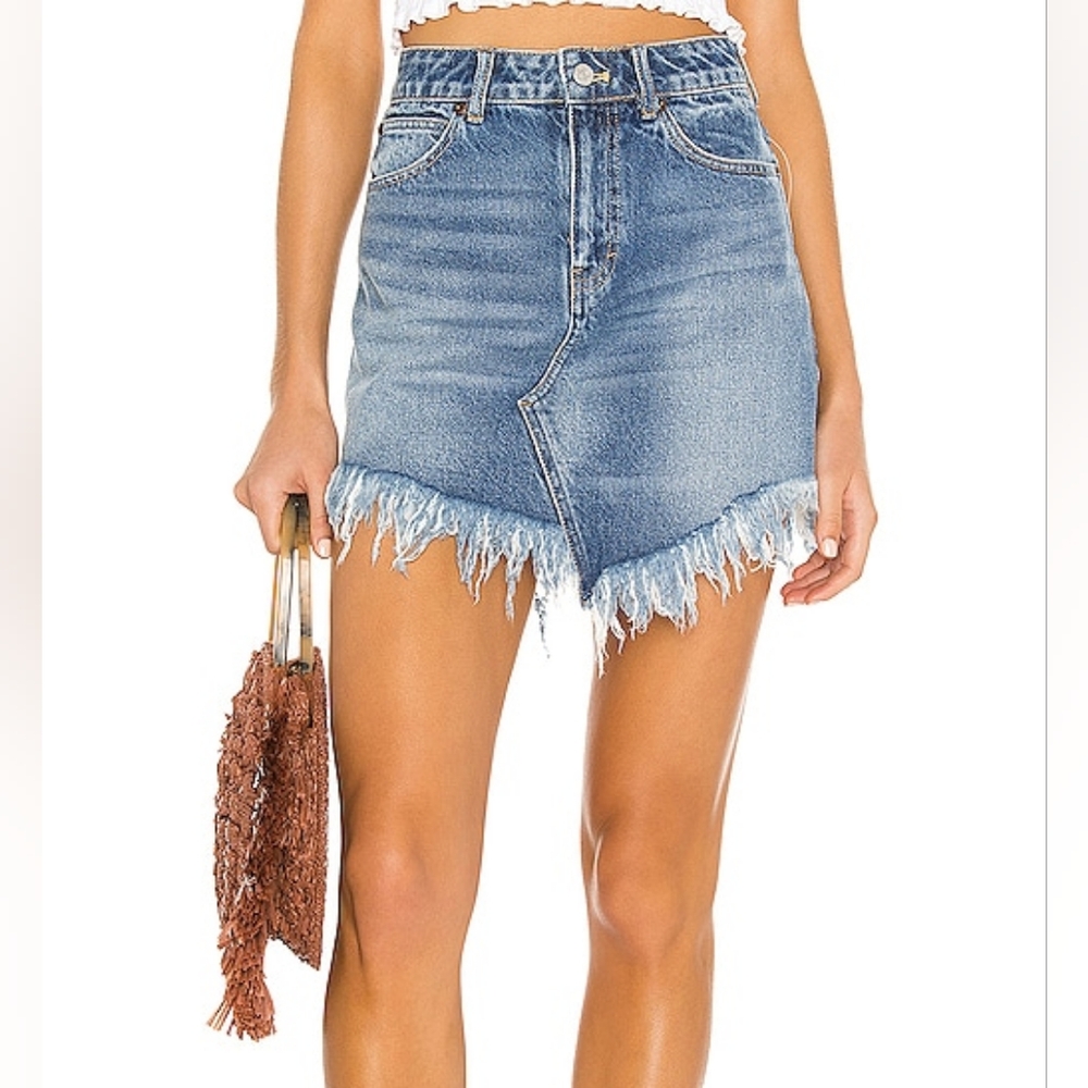 Free People - Bailey Denim Mini Skirt in Indigo Blue - Size 29